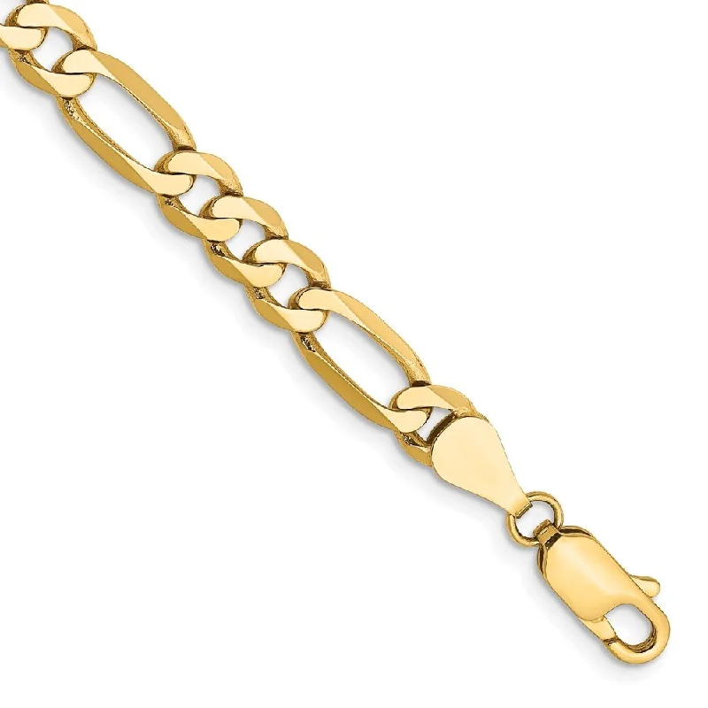 Hand-polished bangles-14k Yellow Gold 5.25mm Flat Figaro Chain Bracelet, 7"