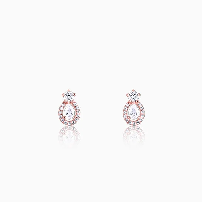 Broad hoop earrings-Rose Gold Elegant Pear Drop Earrings