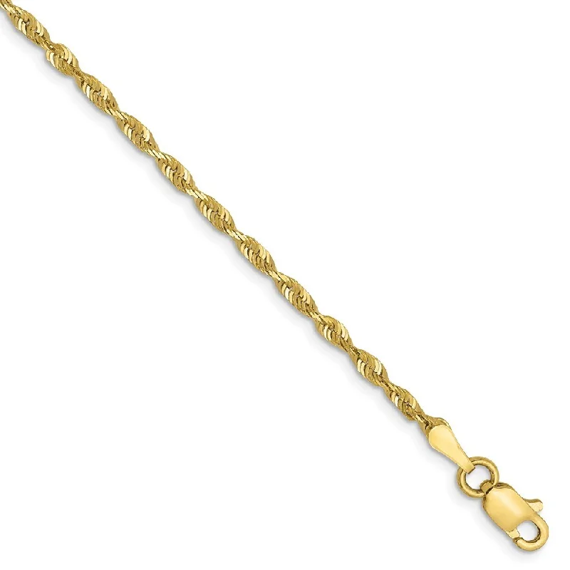 Dove motif bangles-Leslie's 10k Yellow Gold 2mm Diamond-Cut Lightweight Rope Chain Bracelet, 7"