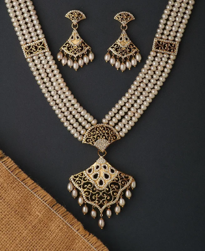 Thick bib necklaces-Gorgeous Real Pearl Necklace Set