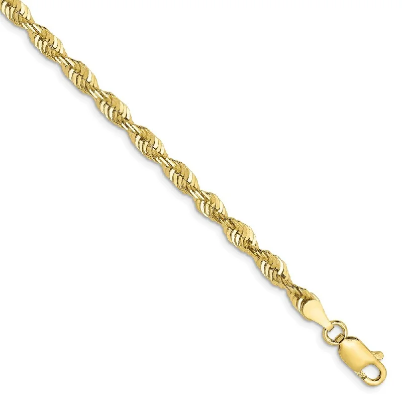 Sleek design bangles-Leslie's 10k Yellow Gold 3.5mm Diamond-Cut Lightweight Rope Chain Bracelet, 8"