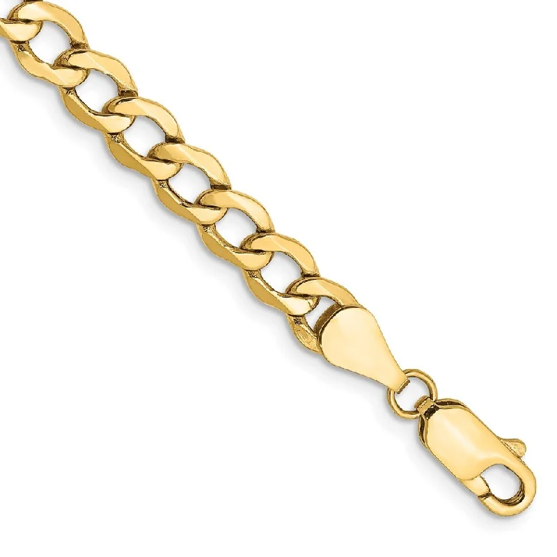 Braided thread bangles-14k Yellow Gold 5.25mm Semi-Solid Curb Chain Bracelet, 7"