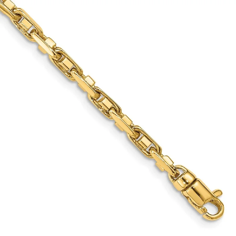 Curved art bangles-14k Yellow Gold 3.8mm Polished Fancy Link Chain Bracelet, 7.25"