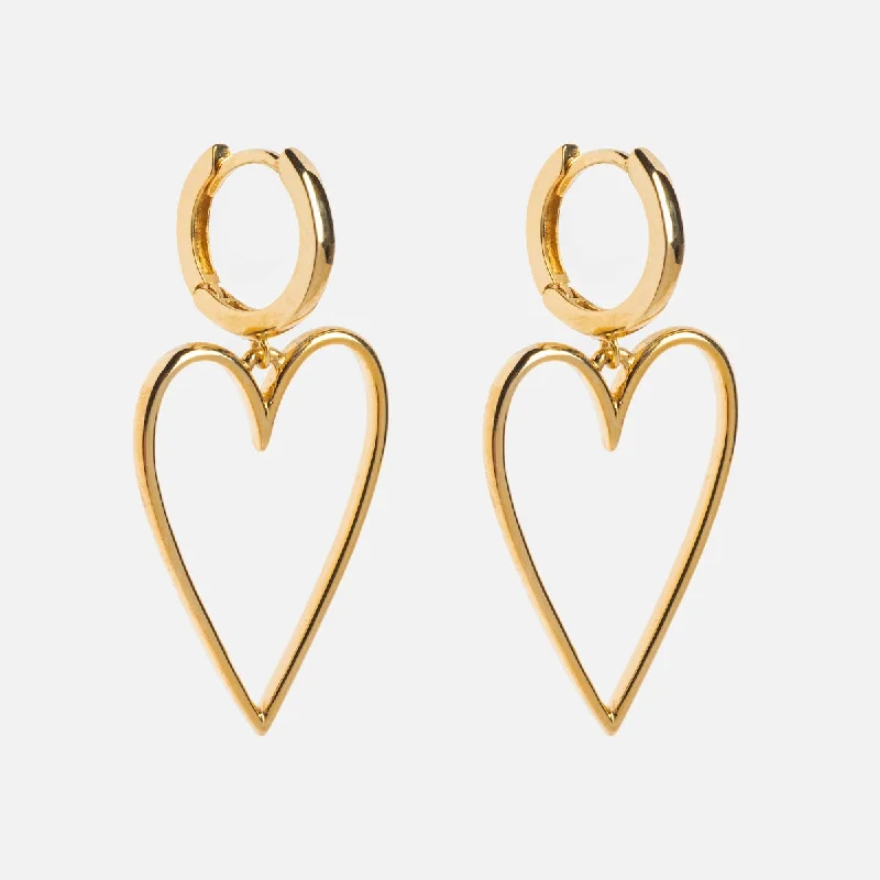 Glossy gold earrings-Lovestruck Heart Hoop Earrings