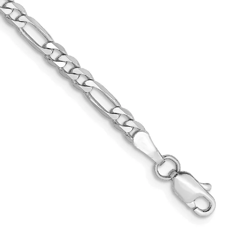 Petal carved bangles-14k White Gold 3.0mm Flat Figaro Chain Bracelet, 7"