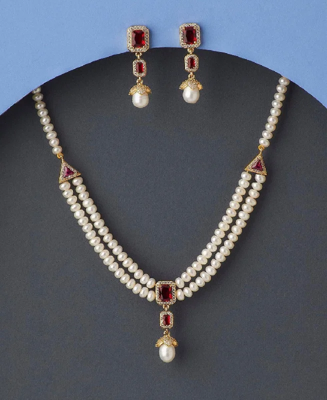 Sharp-line necklaces-Gorgeous Real Pearl Necklace Set