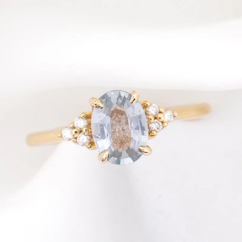 Layered shank engagement rings-Teresa Ring 1.21ct Light Blue Unheated Sapphire, 14k Yellow Gold (One of a kind)