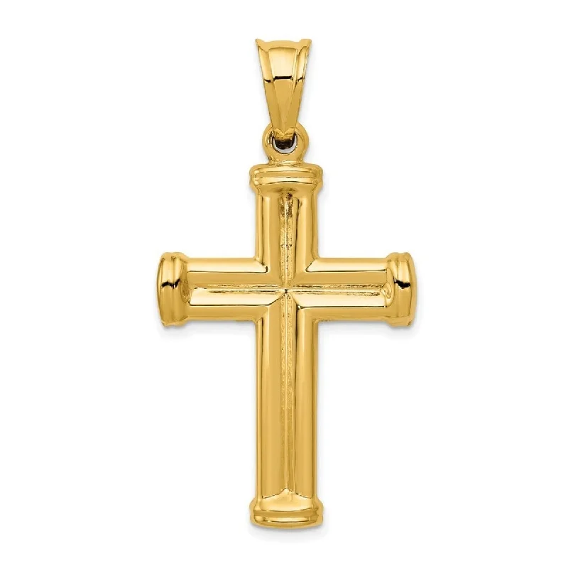 Cosmic charm necklaces-Curata 14k Yellow Gold Polished 18" Religious Faith Cross Pendant Necklace 25.3x48.8mm