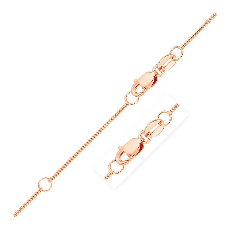 Leaf motif necklaces-Extendable Gourmette Chain Necklace in 14k Rose Gold (0.9mm) 18" Inches