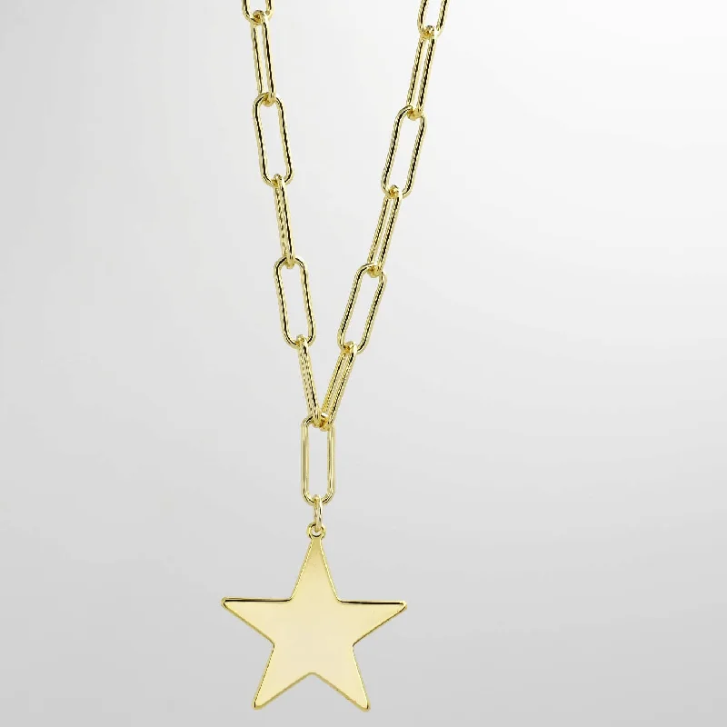 Sleek bar necklaces-Golden Star Necklace K11