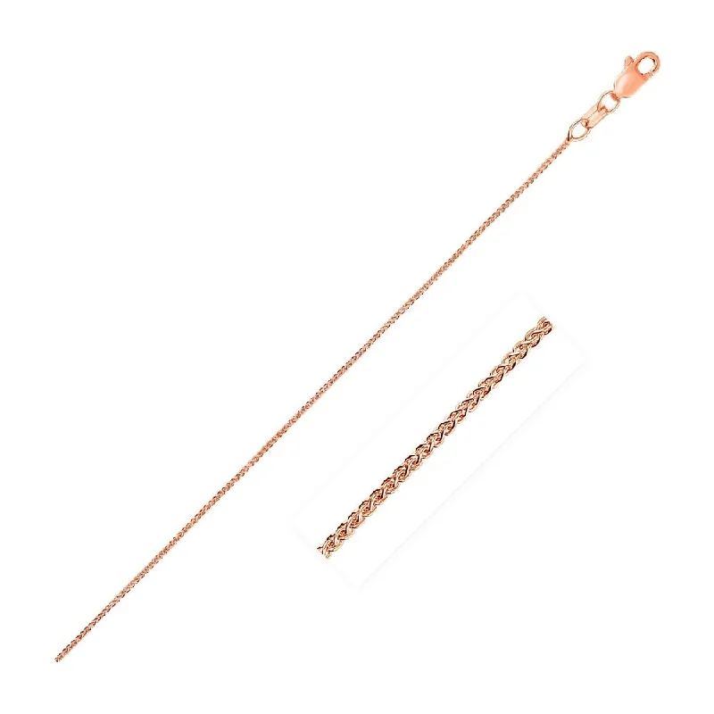 10k Rose Gold Wheat Chain Necklace 0.6mm