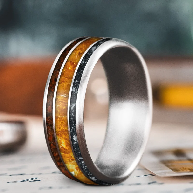 Sleek art rings-Custom Design - 3-Inlay Wide Center Ring 8eRHpYKigJq_UztWr5qHnuOg