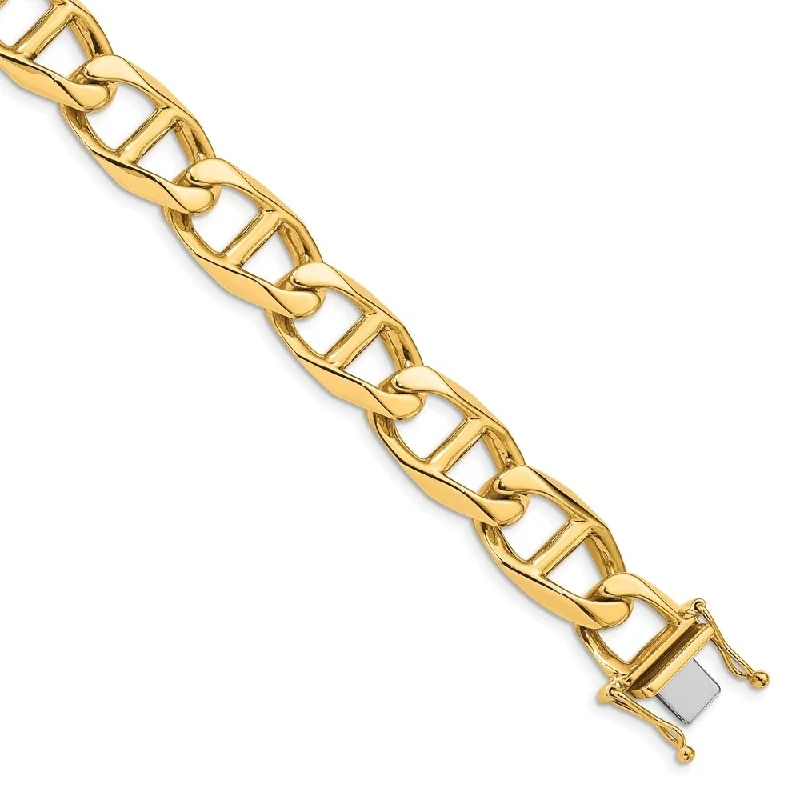 Cord edge bangles-14k Yellow Gold 12.5mm Hand-polished Anchor Link Bracelet, 8"