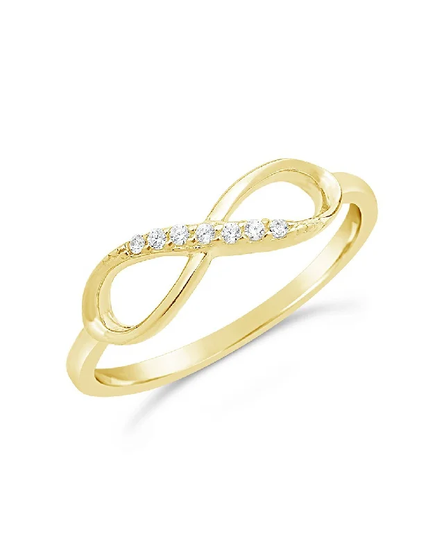 Polished silver rings-14K Gold Plated Sterling Silver Pave CZ Infinity Ring