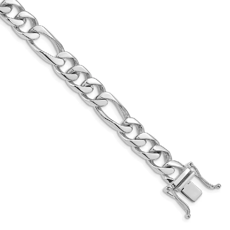 Tide pattern bangles-14k White Gold 9mm Hand-polished Figaro Link Bracelet, 8"