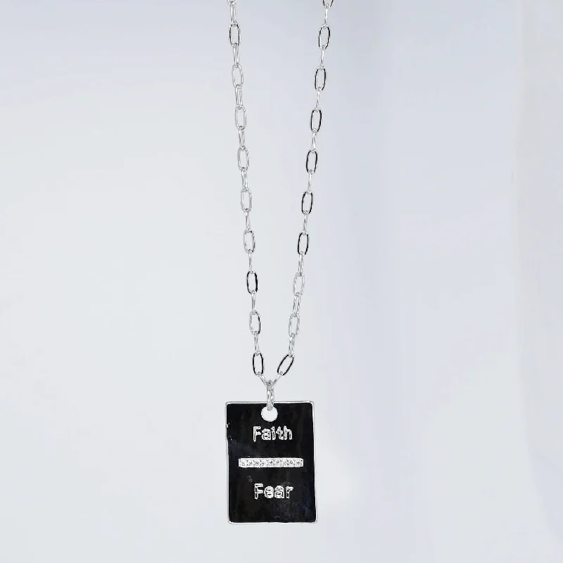 Bead weave necklaces-Faith Over Fear Silver Necklace I-68