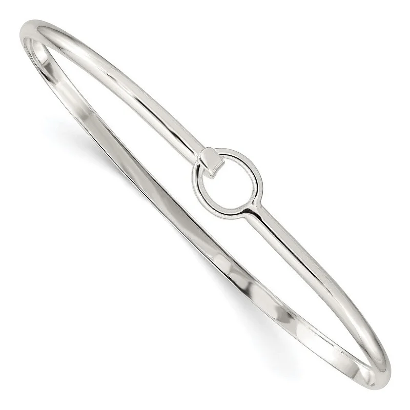 Light clay bangles-Curata 925 Sterling Silver 7" Simple Circle Hook Bangle Bracelet