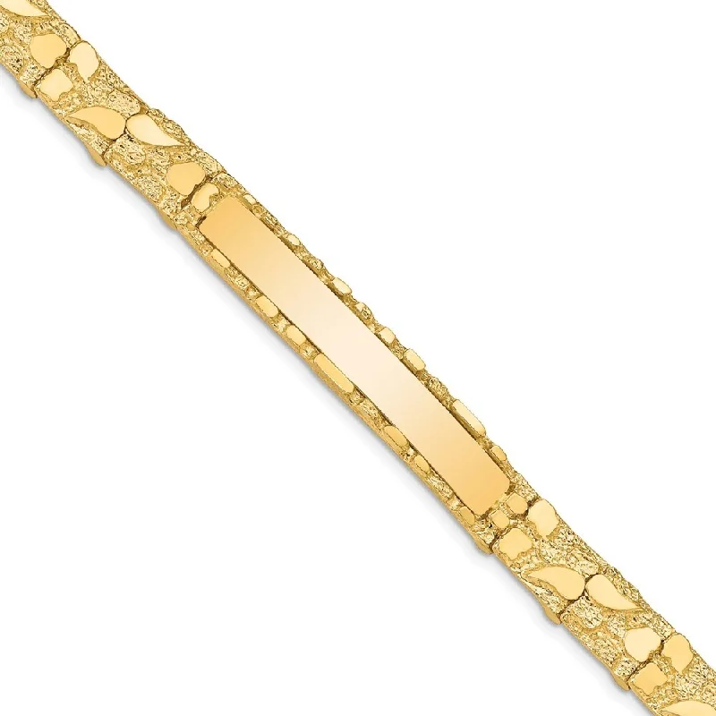 Tide pattern bangles-14k Yellow Gold 7mm Nugget ID Bracelet, 7"