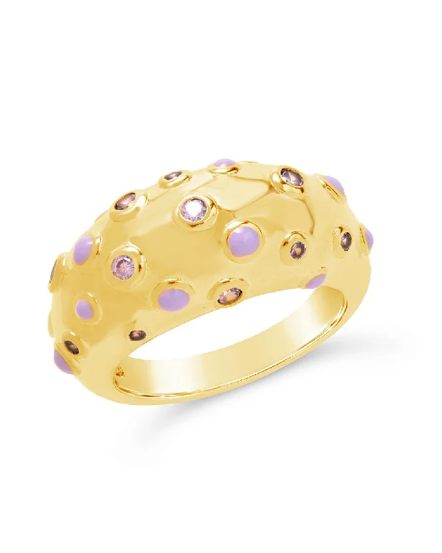 Baroque pearl rings-Emberly CZ & Enamel Dome Ring