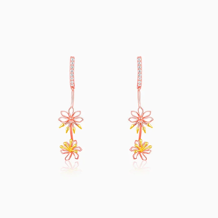 Topaz stone earrings-Rose Gold Safed Musli Danglers