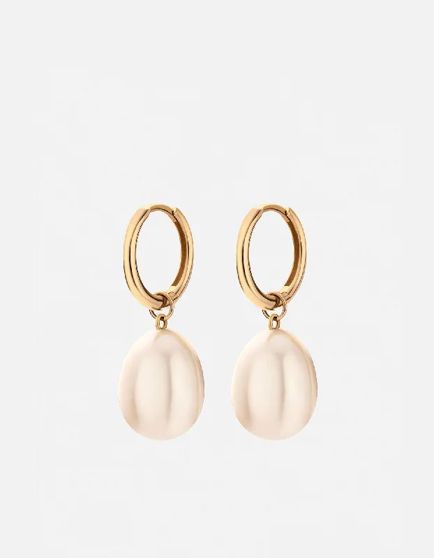 Thin pearl earrings-Hera Drop Pearl Earrings, 14k Gold