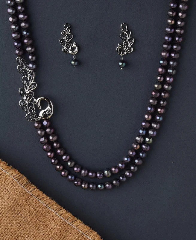 Raised bar necklaces-Ravishing Peacock Real Pearl Necklace Set