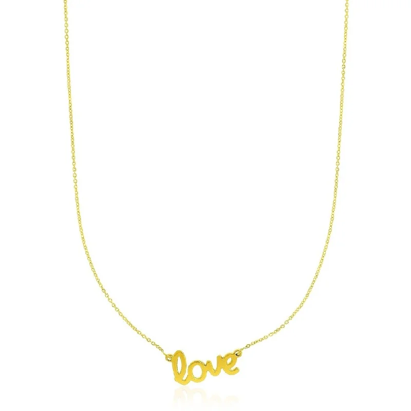 Regency style necklaces-14k Yellow Gold Script LOVE Necklace