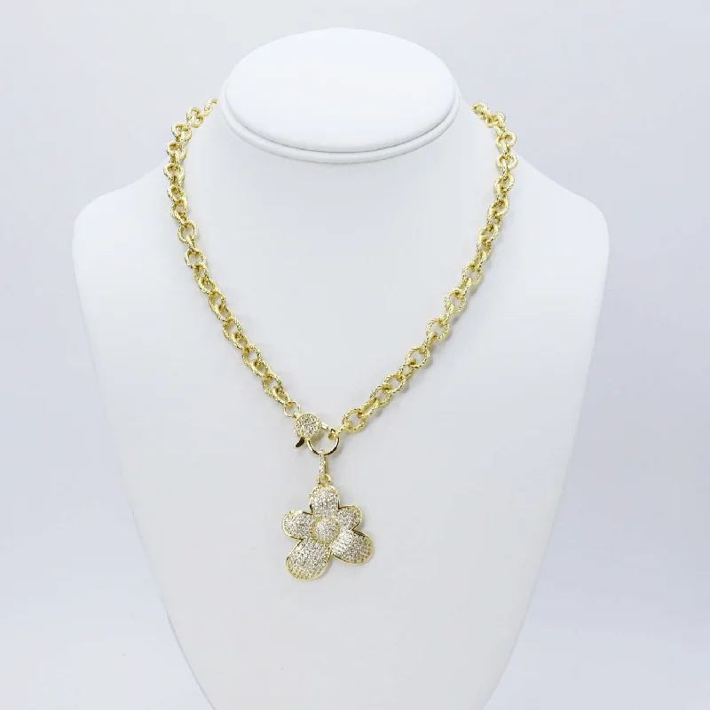 Pure crystal necklaces-Cute Flower Gold Necklace I-61