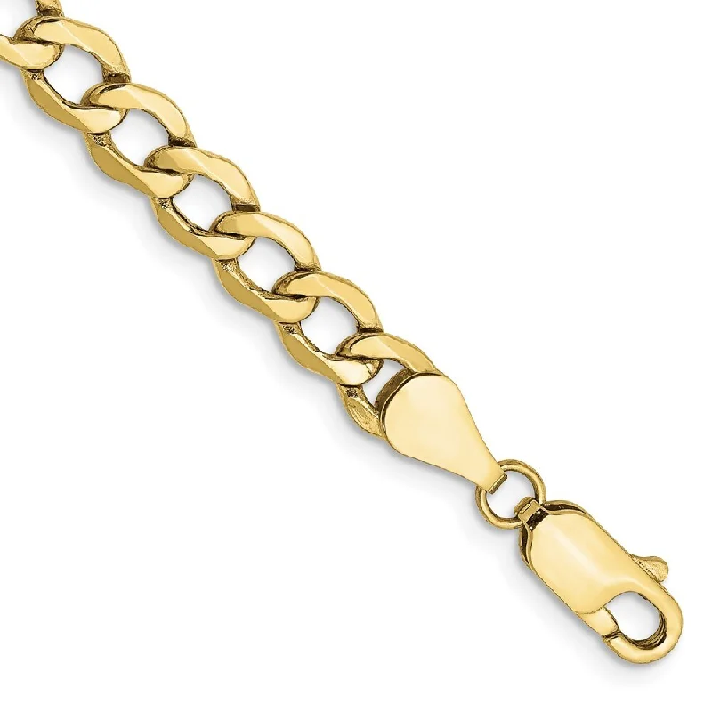 Light clay bangles-10k Yellow Gold 5.25mm Semi-Solid Curb Link Chain Bracelet, 7"