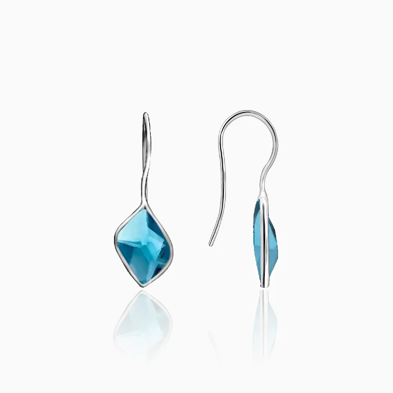 Playful pair earrings-Silver Royal Blue Crystal Earrings