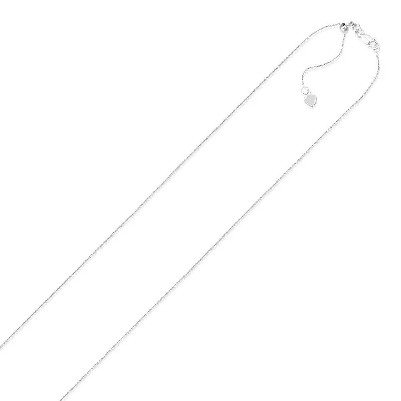 Surf wave necklaces-14k White Gold Adjustable Cable Chain Necklace 0.9mm