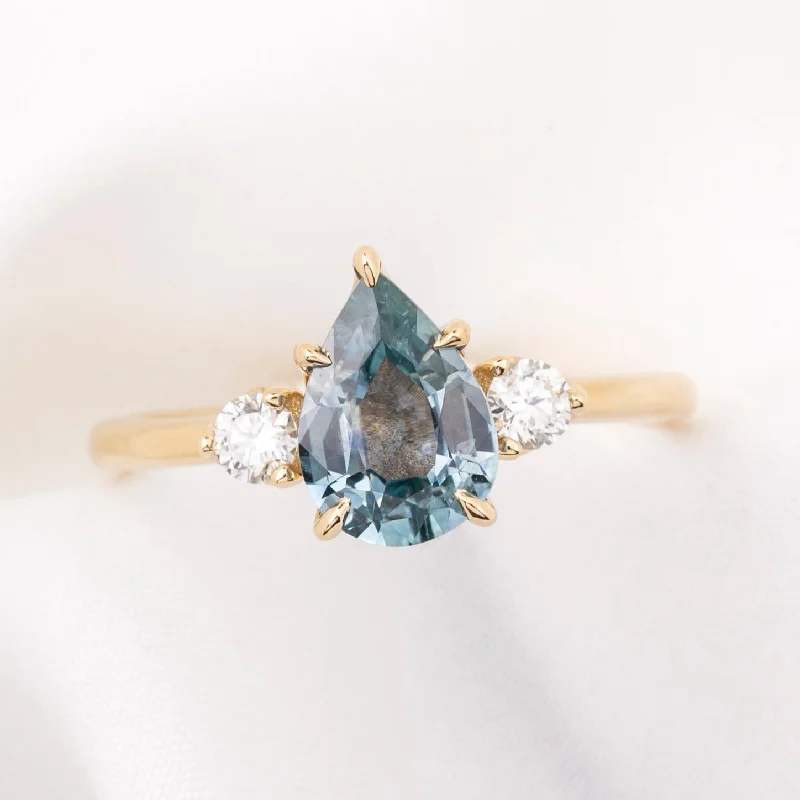 Pear shaped engagement rings-Ayana Ring 1.53ct Light Blue Montana Sapphire, 14k Yellow Gold (One of a kind)