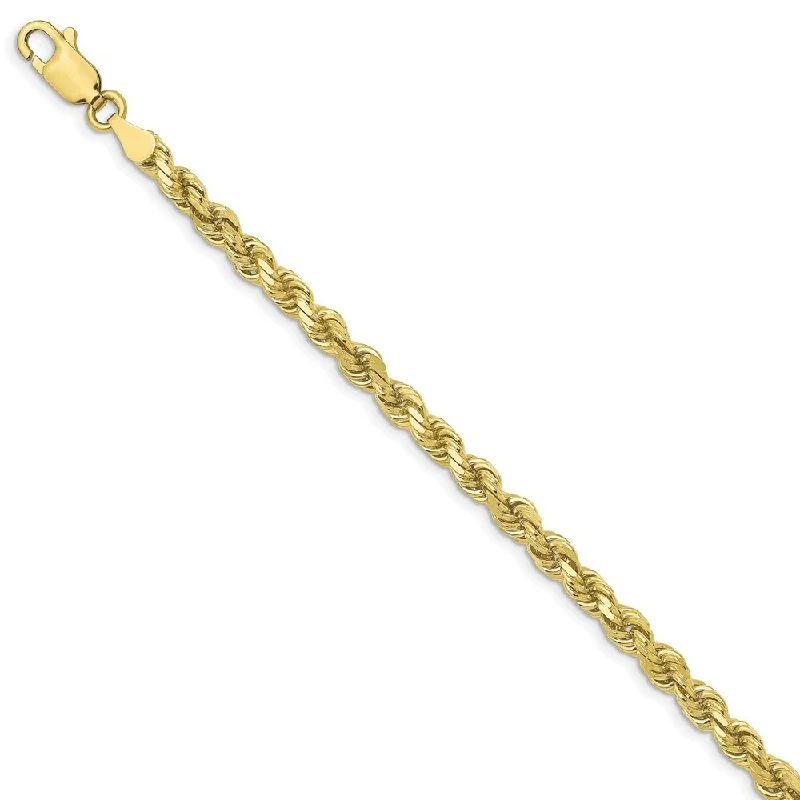 Rustic lock bangles-Leslie's 10k Yellow Gold 3.5mm Diamond-Cut Rope Chain Bracelet, 7"