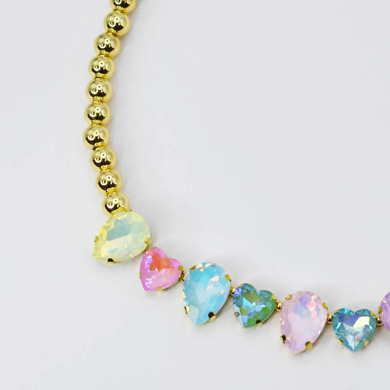 Topaz drop necklaces-Candy Heart Glow Necklace N15