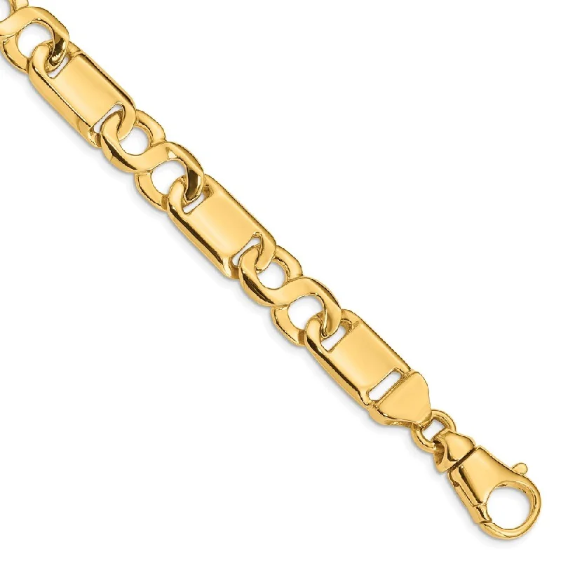 Layered chain bangles-14k Yellow Gold 10.4mm Hand-polished Fancy Link Bracelet, 8.5"