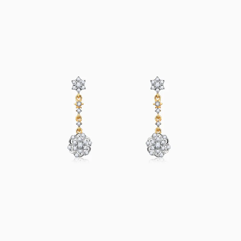 Topaz gem earrings-Gold Ageratum Diamond Earrings