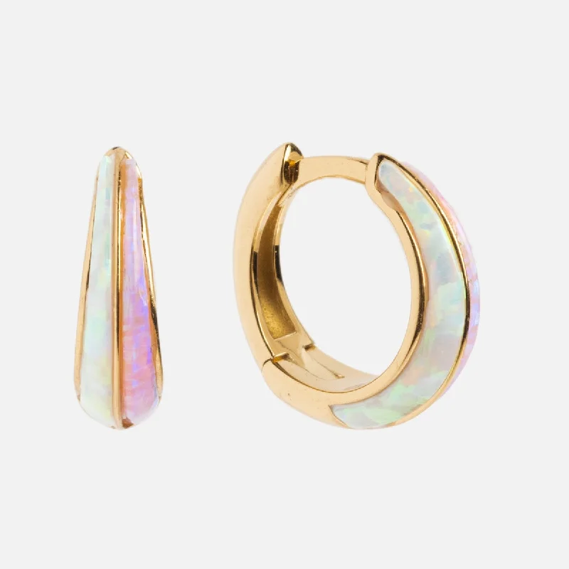 Tiny wing earrings-Opal Ombre Deux Huggies