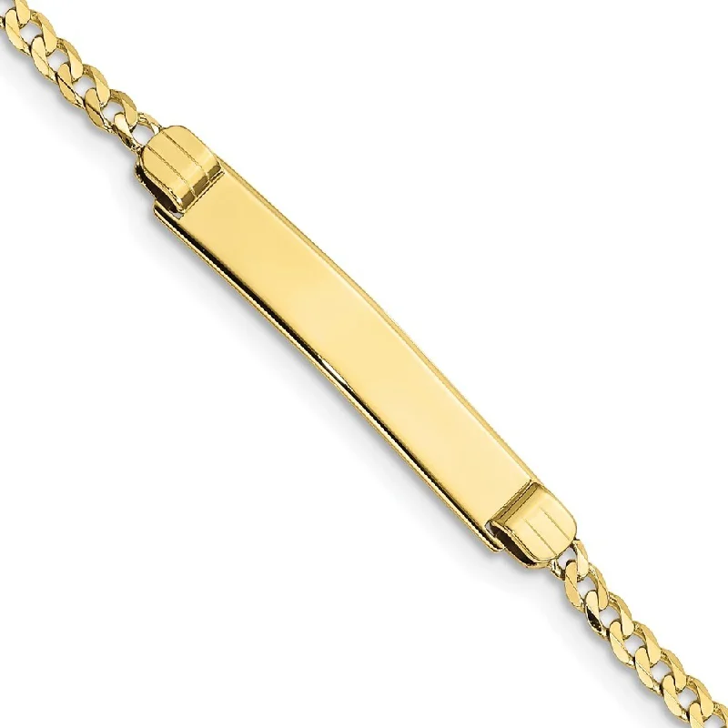 Pure modern bangles-10k Yellow Gold Flat Curb Link ID Bracelet, 6" (W-5.5mm)