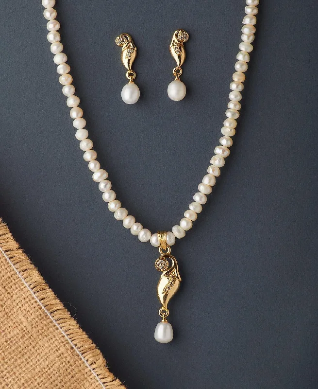 Woven tribal necklaces-Pretty Real Pearl Necklace Set