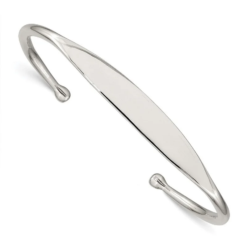 Bead row bangles-Curata 925 Sterling Silver Solid 6mm Engraveable Plate Cuff Bangle Bracelet