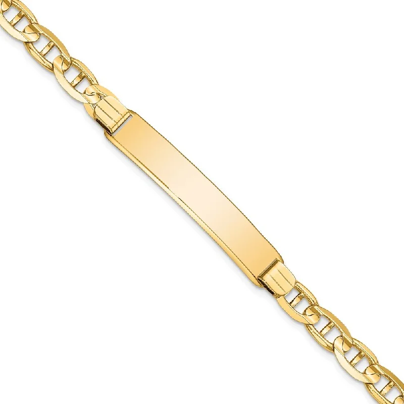 Retro deco bangles-14k Yellow Gold 7.8mm Anchor Link ID Bracelet, 7"