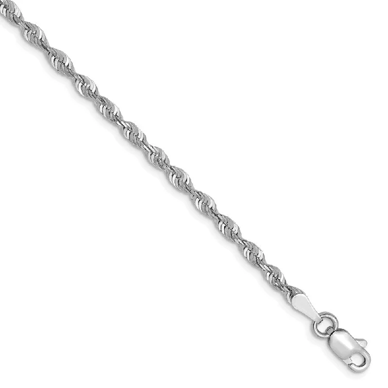 Pure modern bangles-10k White Gold 2.5mm Diamond-Cut Lightweight Rope Chain Bracelet, 8"