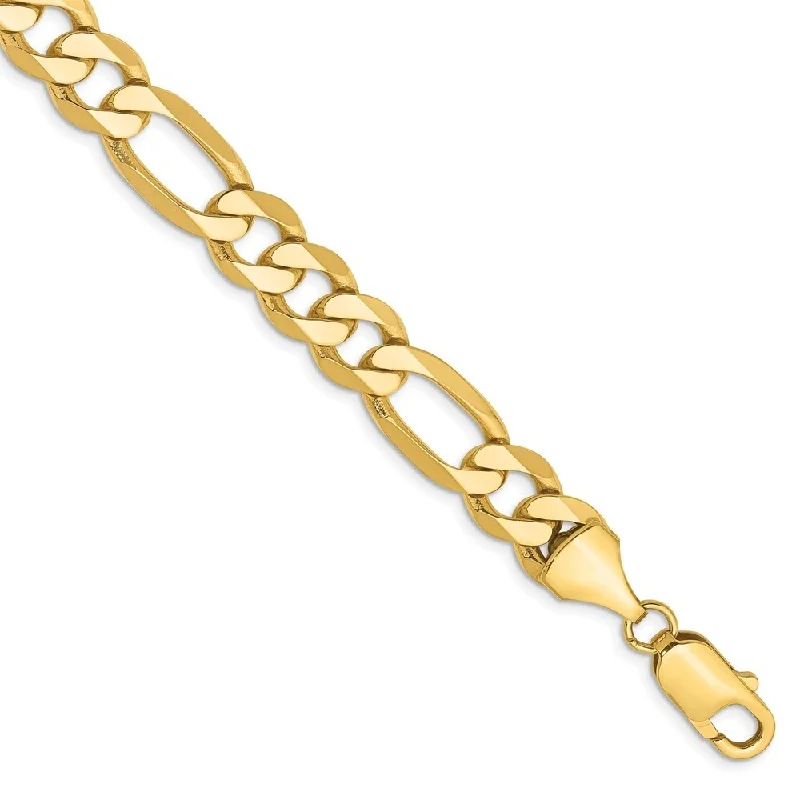 Dove motif bangles-14k Yellow Gold 8.75mm Flat Figaro Chain Bracelet, 8"