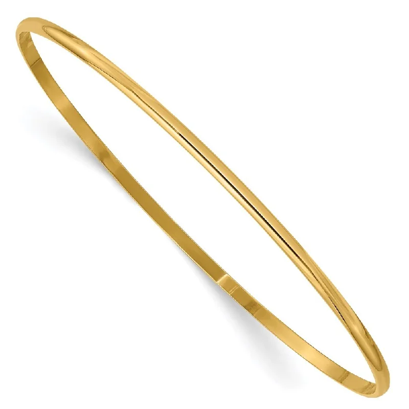 Bead charm bangles-14k Yellow Gold 2mm Solid Half-Round Slip-On Bangle Bracelet