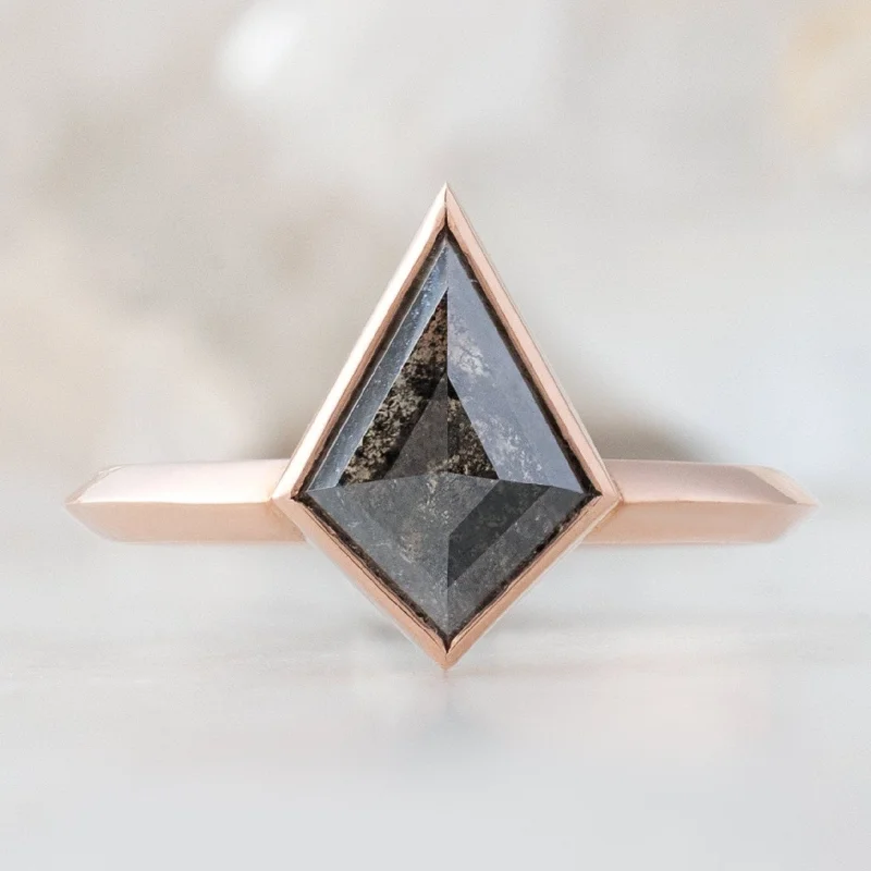 Light wood engagement rings-The Hazel Ring | 1.52ct Kite Black Diamond in 14K Rose Gold