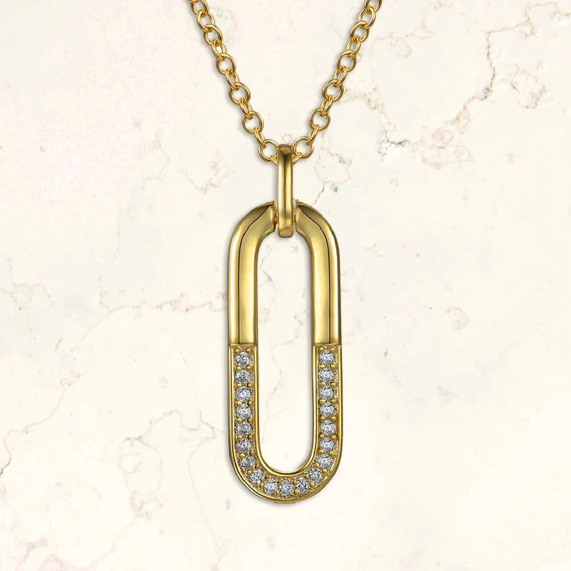 Spinel necklaces-Vilette Link Dual CZ Pendant Necklace