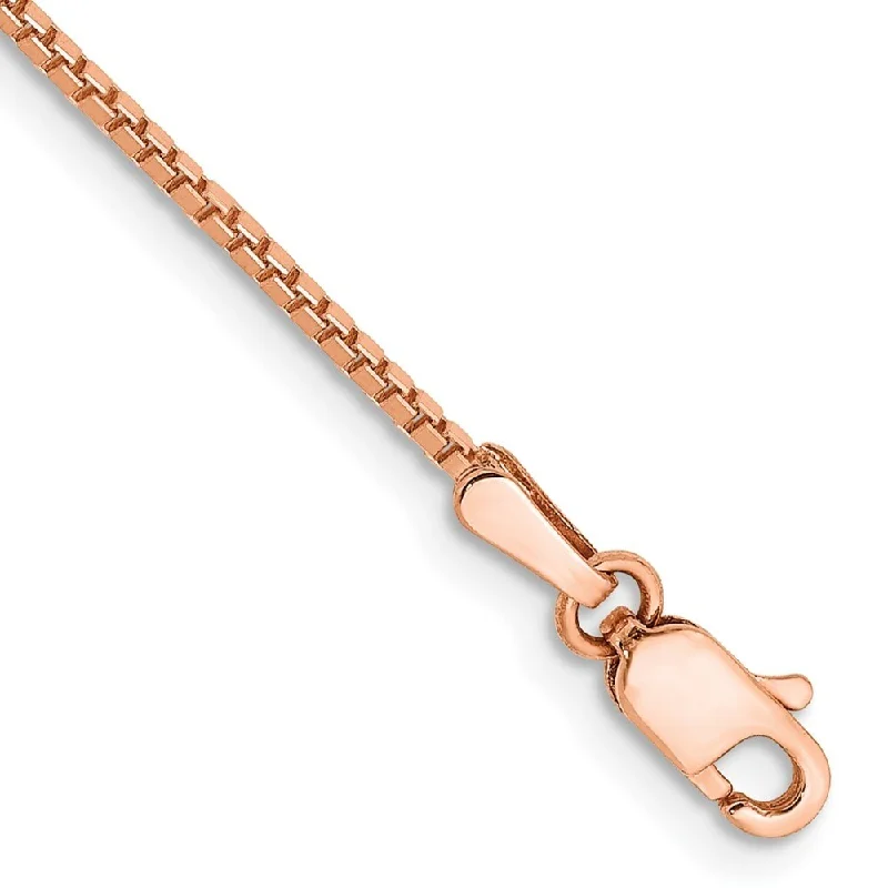 Smooth form bangles-14k Rose Gold 1.10mm Box Chain Bracelet, 8"