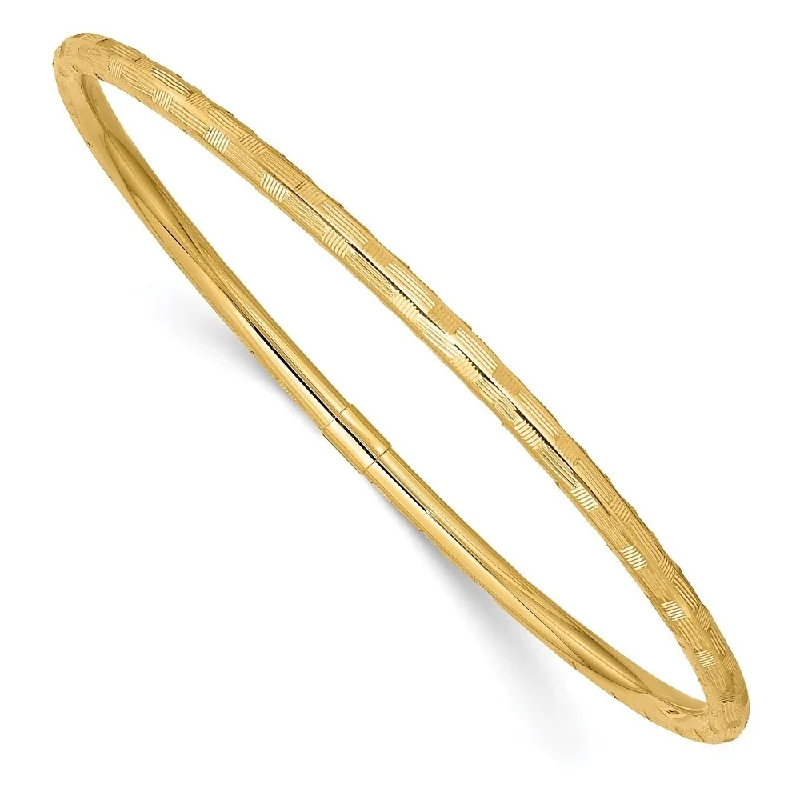 Java tile bangles-14k Yellow Gold 3mm Yellow Gold Diamond-cut Slip-on Bangle Bracelet