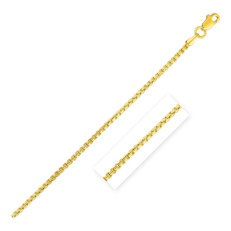 Thai style necklaces-14k Yellow Gold Round Box Chain Necklace 1.35 mm