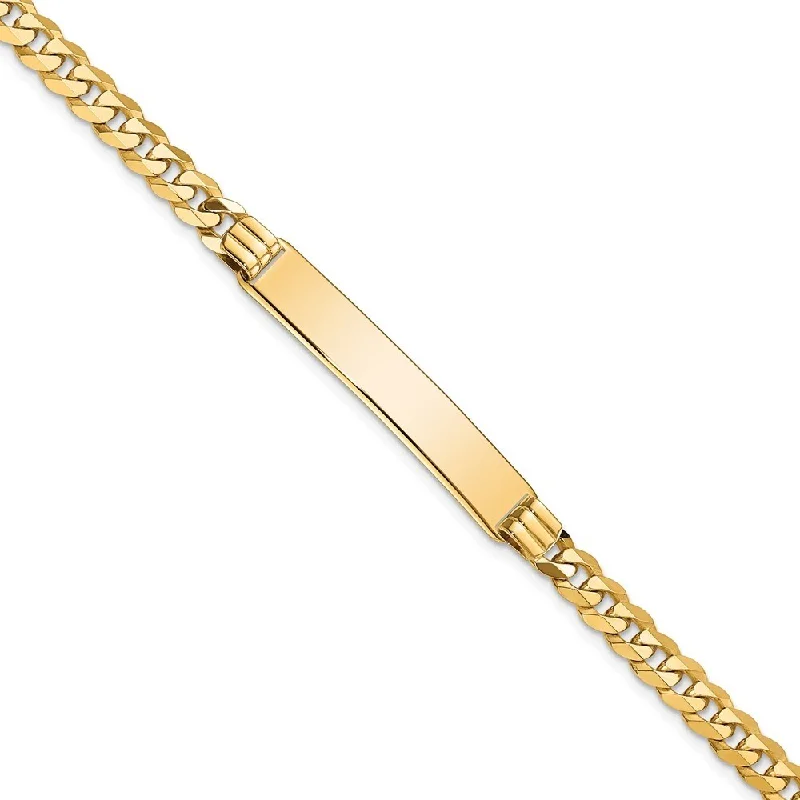 Fine bead bangles-14k Yellow Gold 7mm Curb Link ID Bracelet, 7"